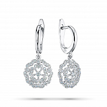 14K White Gold Earrings with 82 Round-Cut Lab-Created Diamonds 0.551 CT.TW