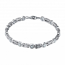 14K White Gold Bracelet with 15 Round-Cut Lab-Created Diamonds 1.101 CT.TW