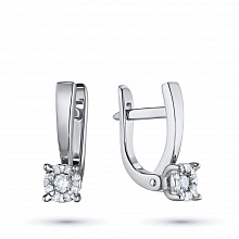 14K White Gold Earrings with 18 Round-Cut Lab-Created Diamonds 0.282 CT.TW
