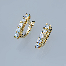14K Yellow Gold Earrings with 10 Round-Cut Lab-Created Diamonds 1.206 CT.TW