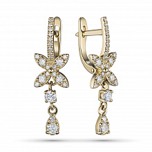 14K Yellow Gold Earrings with 48 Round-Cut Lab-Created Diamonds 0.863 CT.TW