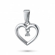Sterling Silver Pendant with 1 Round-Cut Diamond 0.033 CT.TW