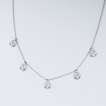 14K White Gold Necklace with 5 Round-Cut Lab-Created Diamonds 0.039 CT.TW