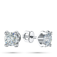 14K White Gold Earring Studs with 2 Round-Cut Lab-Created Diamonds 0.616 CT.TW - изображение 1