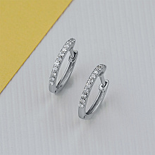 14K White Gold Earrings with 24 Round-Cut Lab-Created Diamonds 0.189 CT.TW