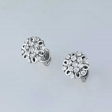 Sterling Silver Earring Studs with 26 Round-Cut Lab-Created Diamonds 0.651 CT.TW