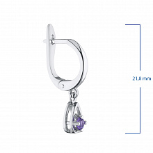 Sterling Silver Earrings with 2 Round-Cut Amethysts 0.64 CT.TW