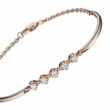 14K Rose Gold Bracelet with 5 Round-Cut Lab-Created Diamonds 0.549 CT.TW