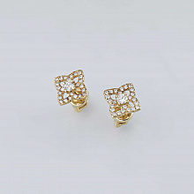 14K Yellow Gold Earring Studs with 50 Round-Cut Lab-Created Diamonds 0.466 CT.TW