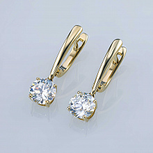 14K Yellow Gold Earrings with 2 Round-Cut Lab-Created Diamonds 2.092 CT.TW