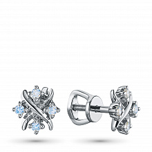 Sterling Silver Earring Studs with 8 Round-Cut Lab-Created Diamonds 0.098 CT.TW