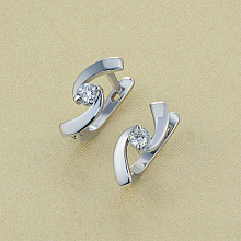 Sterling Silver Earrings with 2 Round-Cut Lab-Created Diamonds 0.224 CT.TW