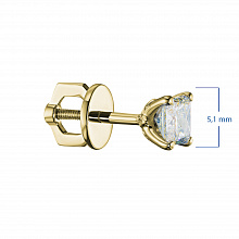 14K Yellow Gold Earring Studs with 2 Princess-Cut Lab-Created Diamonds 1.026 CT.TW