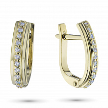14K Yellow Gold Earrings with 22 Round-Cut Lab-Created Diamonds 0.356 CT.TW