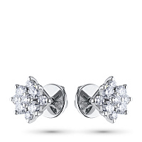 14K White Gold Earring Studs with 18 Round-Cut Lab-Created Diamonds 0.578 CT.TW - изображение 4