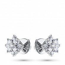 14K White Gold Earring Studs with 18 Round-Cut Lab-Created Diamonds 0.466 CT.TW