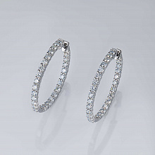 14K White Gold Earrings with 54 Round-Cut Lab-Created Diamonds 3.271 CT.TW
