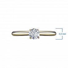Yellow Gold Ring with 1 Round-Cut Diamond 0.37 CT.TW