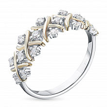 14K White and Yellow Gold Ring with 16 Round-Cut Lab-Created Diamonds 0.471 CT.TW