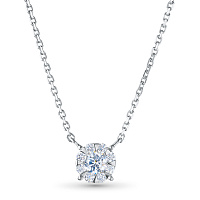 Sterling Silver Necklace with 9 Round-Cut Lab-Created Diamonds 0.301 CT.TW - изображение 1