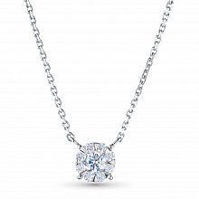 Sterling Silver Necklace with 9 Round-Cut Lab-Created Diamonds 0.283 CT.TW