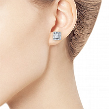 14K White Gold Earring Studs with 34 Round-Cut Lab-Created Diamonds 0.565 CT.TW