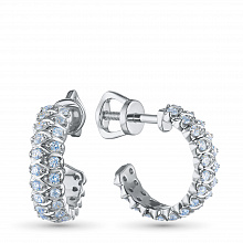 Sterling Silver Earring Studs with 62 Round-Cut Lab-Created Diamonds 0.758 CT.TW