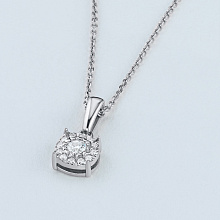 14K White Gold Pendant with 13 Round-Cut Lab-Created Diamonds 0.19 CT.TW