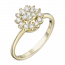 Yellow Gold Ring with 19 Round-Cut Diamonds 0.353 CT.TW