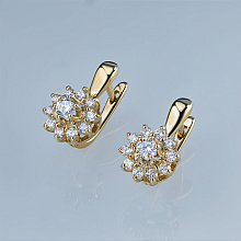 14K Yellow Gold Earrings with 22 Round-Cut Lab-Created Diamonds 1.19 CT.TW