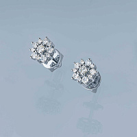 14K White Gold Earring Studs with 22 Round-Cut Lab-Created Diamonds 0.46 CT.TW - изображение 3