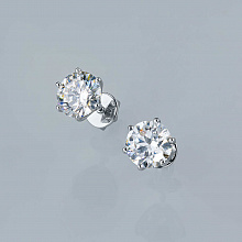 14K White Gold Earring Studs with 2 Round-Cut Lab-Created Diamonds 4.28 CT.TW