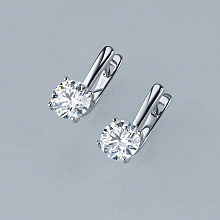 14K White Gold Earrings with 2 Round-Cut Lab-Created Diamonds 3.044 CT.TW