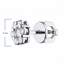 14K White Gold Earring Studs with 14 Round-Cut Lab-Created Diamonds 0.897 CT.TW