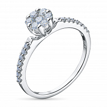 Sterling Silver Ring with 21 Round-Cut Lab-Created Diamonds 0.332 CT.TW