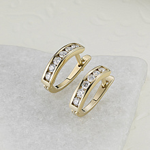 14K Yellow Gold Earrings with 12 Round-Cut Lab-Created Diamonds 0.908 CT.TW