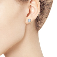 Sterling Silver Earring Studs with 18 Round-Cut Lab-Created Diamonds 0.407 CT.TW - изображение 3