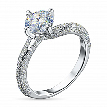 14K White Gold Ring with 97 Round-Cut Lab-Created Diamonds 1.613 CT.TW
