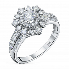 14K White Gold Ring with 61 Round-Cut Lab-Created Diamonds 0.907 CT.TW