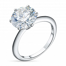 14K White Gold Ring with 1 Round-Cut Lab-Created Diamond 2.131 CT.TW