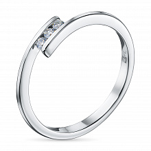 Sterling Silver Ring with 3 Round-Cut Lab-Created Diamonds 0.064 CT.TW