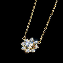 14K Yellow Gold Necklace with 9 Round-Cut Lab-Created Diamonds 0.588 CT.TW