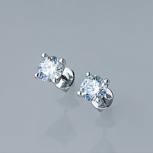 14K White Gold Earring Studs with 2 Round-Cut Lab-Created Diamonds 2.605 CT.TW