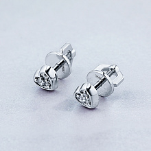 Sterling Silver Earring Studs with 6 Round-Cut Diamonds 0.087 CT.TW