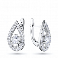 14K White Gold Earrings with 34 Round-Cut Lab-Created Diamonds 0.823 CT.TW