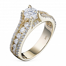 14K Yellow Gold Ring with 72 Round-Cut Lab-Created Diamonds 1.334 CT.TW