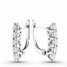 14K White Gold Earrings with 10 Round-Cut Lab-Created Diamonds 1.225 CT.TW