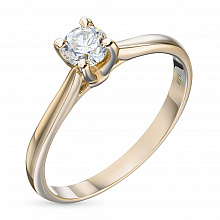 Yellow Gold Ring with 1 Round-Cut Diamond 0.9 CT.TW