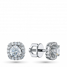 14K White Gold Earring Studs with 34 Round-Cut Lab-Created Diamonds 1.051 CT.TW