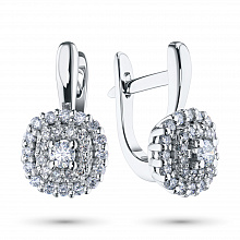 14K White Gold Earrings with 58 Round-Cut Lab-Created Diamonds 0.701 CT.TW